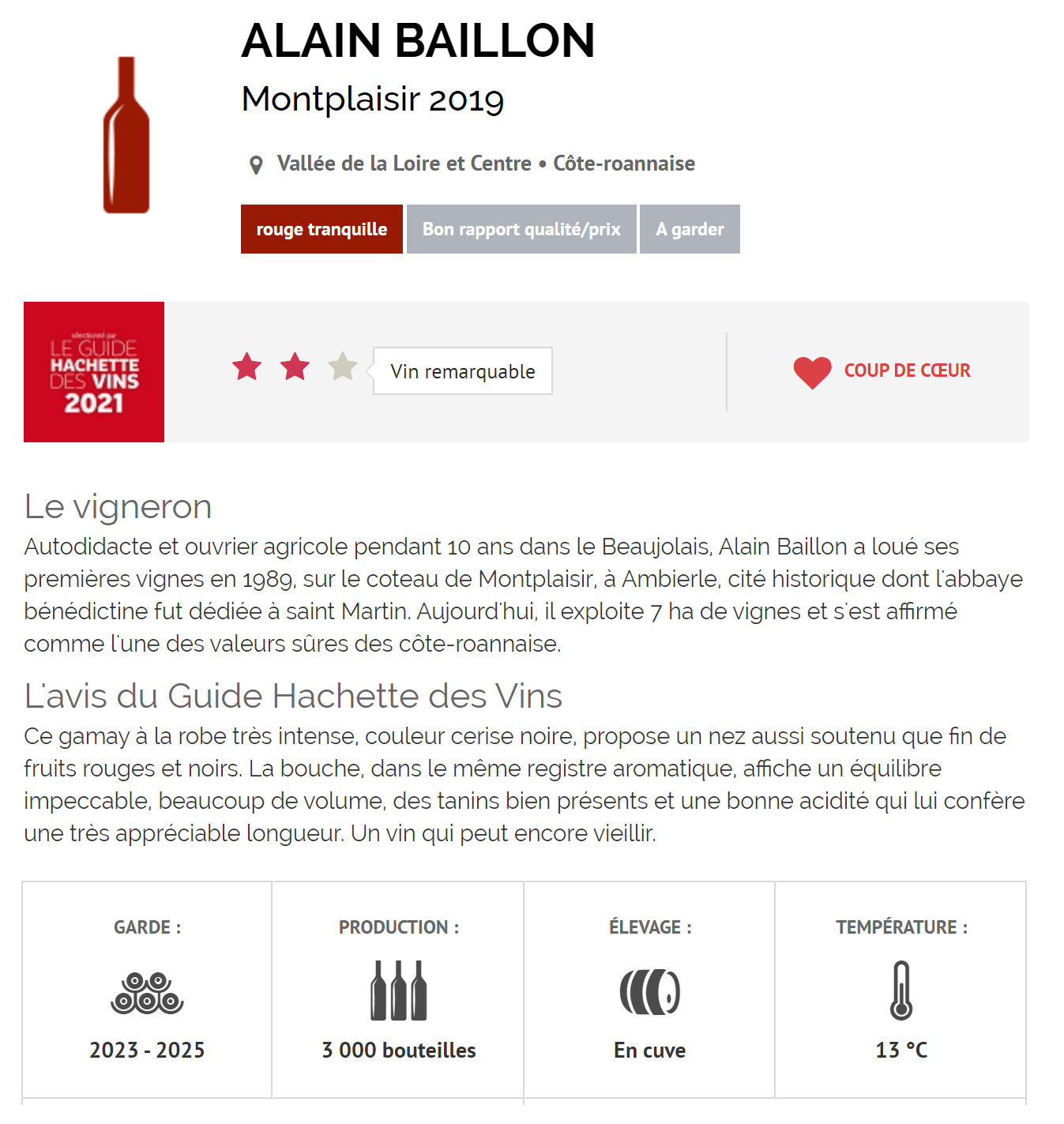 Guide Hachette 2021 Alain Baillon