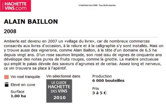 Guide Hachette Alain Baillon 2010