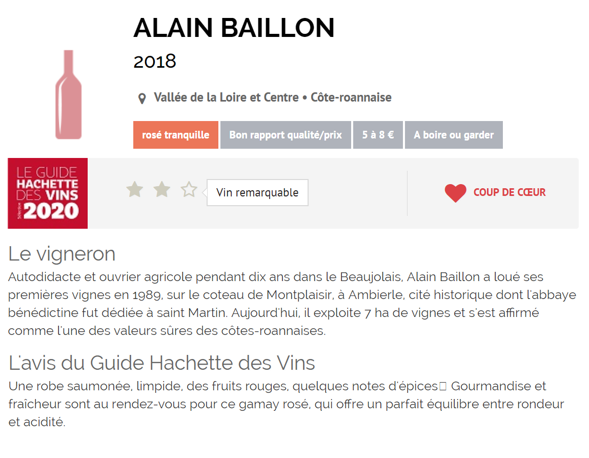Guide Hachette 2020 Alain Baillon